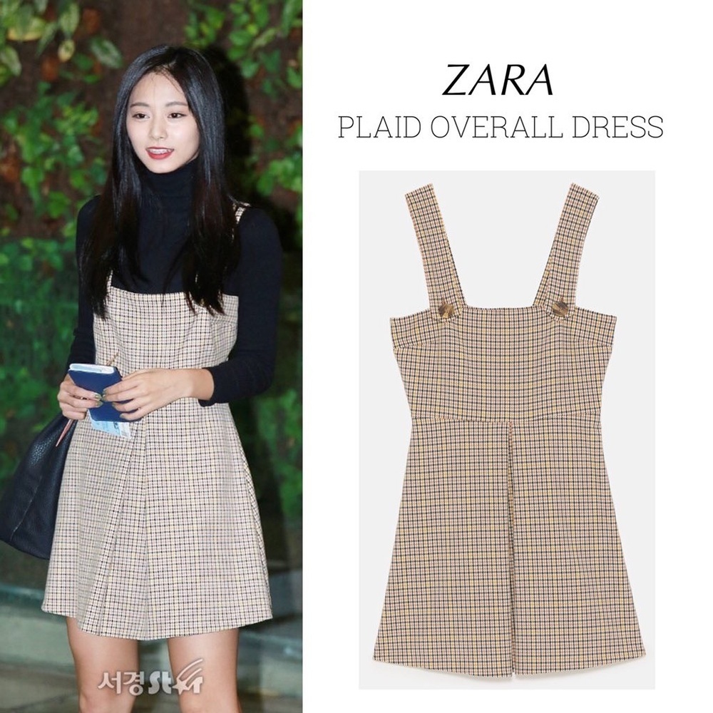 Zara plaid dress pinnafore size M gingham plaid mini dress